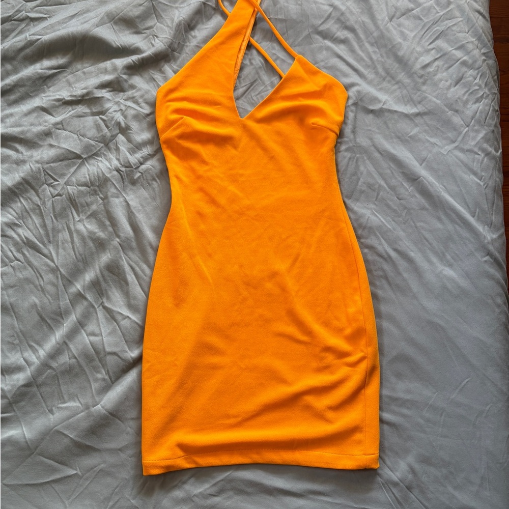 NWOT Hello Molly Orange Halter Dress Sz 2